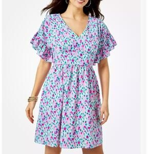 Lilly Pulitzer Hottie Dottie Lined Blaire Stretch Dress Teal Pink Size 4